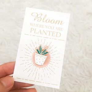 ⭐️5/$25⭐️ NEW Inspirational Enamel Pin Plant White